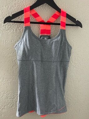 MPG Gray Tank Top with Neon Pink/Orange Strappy Back Small